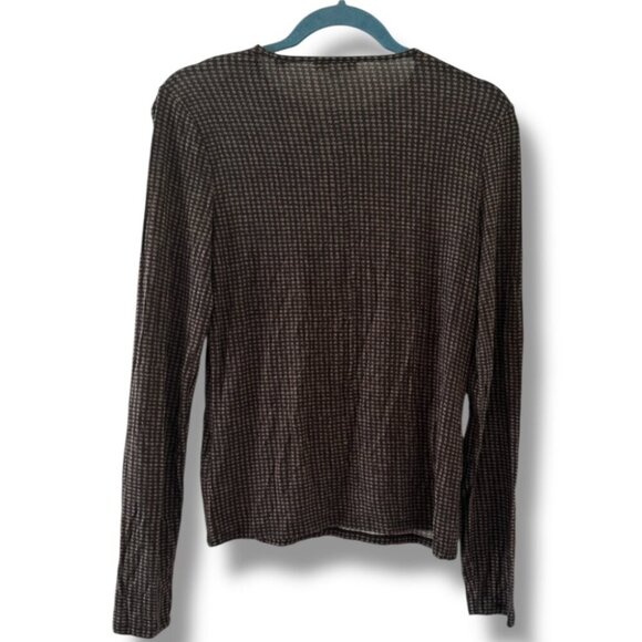 Vince Brown Black Houndstooth Crew-Neck Long Sleeve Top Women's Size Medium - Picture 4 of 16